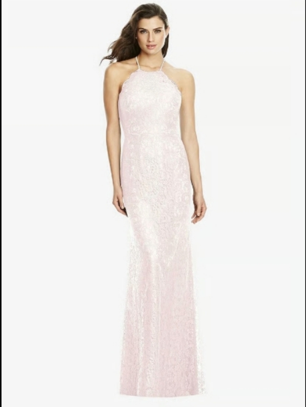 Dessy Collection Marque Lace Open Back Mermaid Gown Cameo 2995 Bridesmaid - Picture 2 of 10